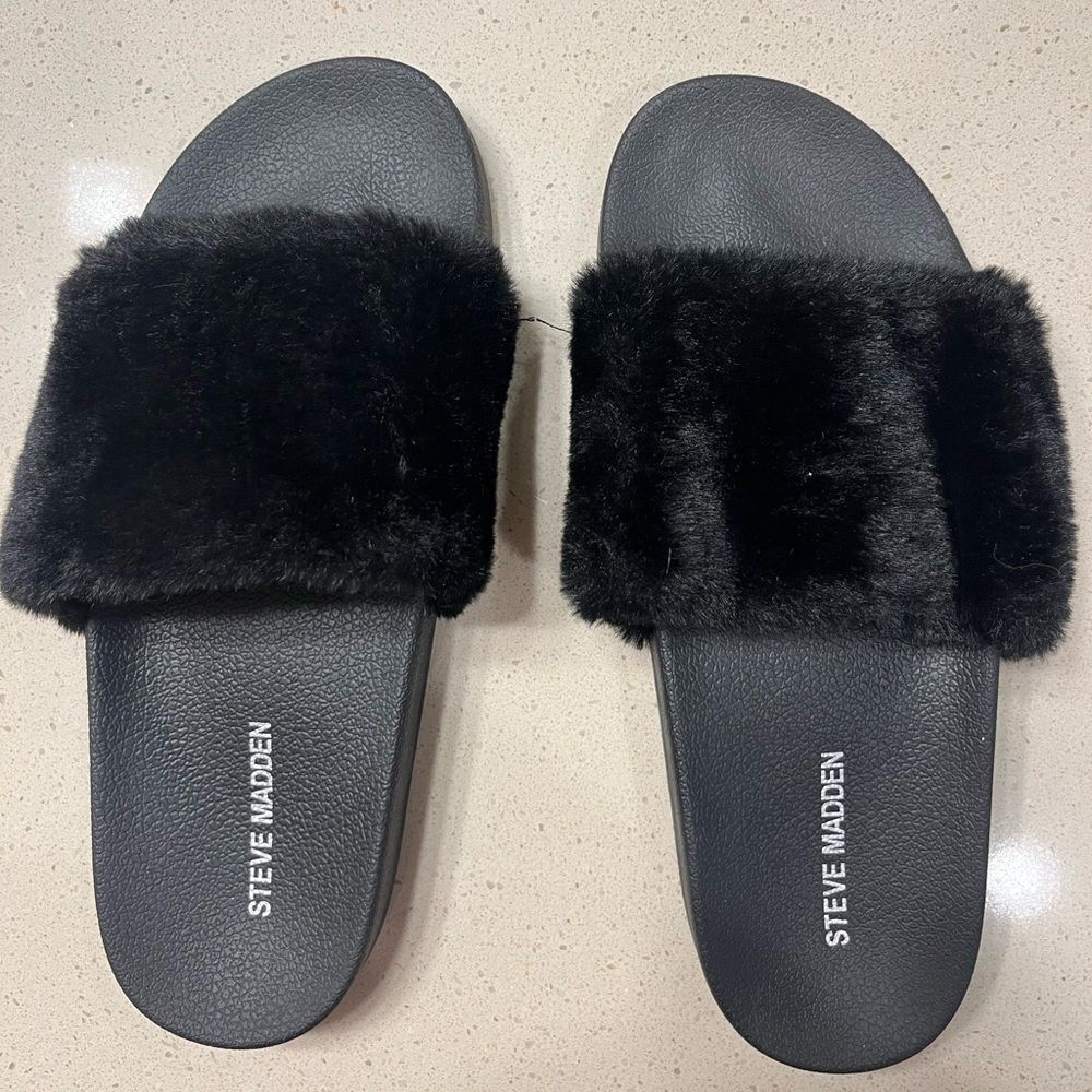 Steve Madden Softey Faux Fur Slides - image 1